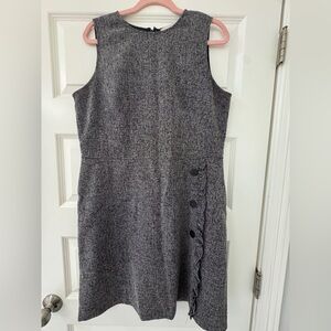 LOFT Charcoal Midi Dress with Side Button Detail